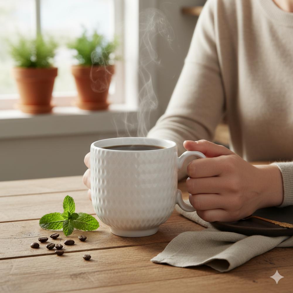 Caneca Chá Café Branca Relevo Geometric 366 ml - Imagem 4