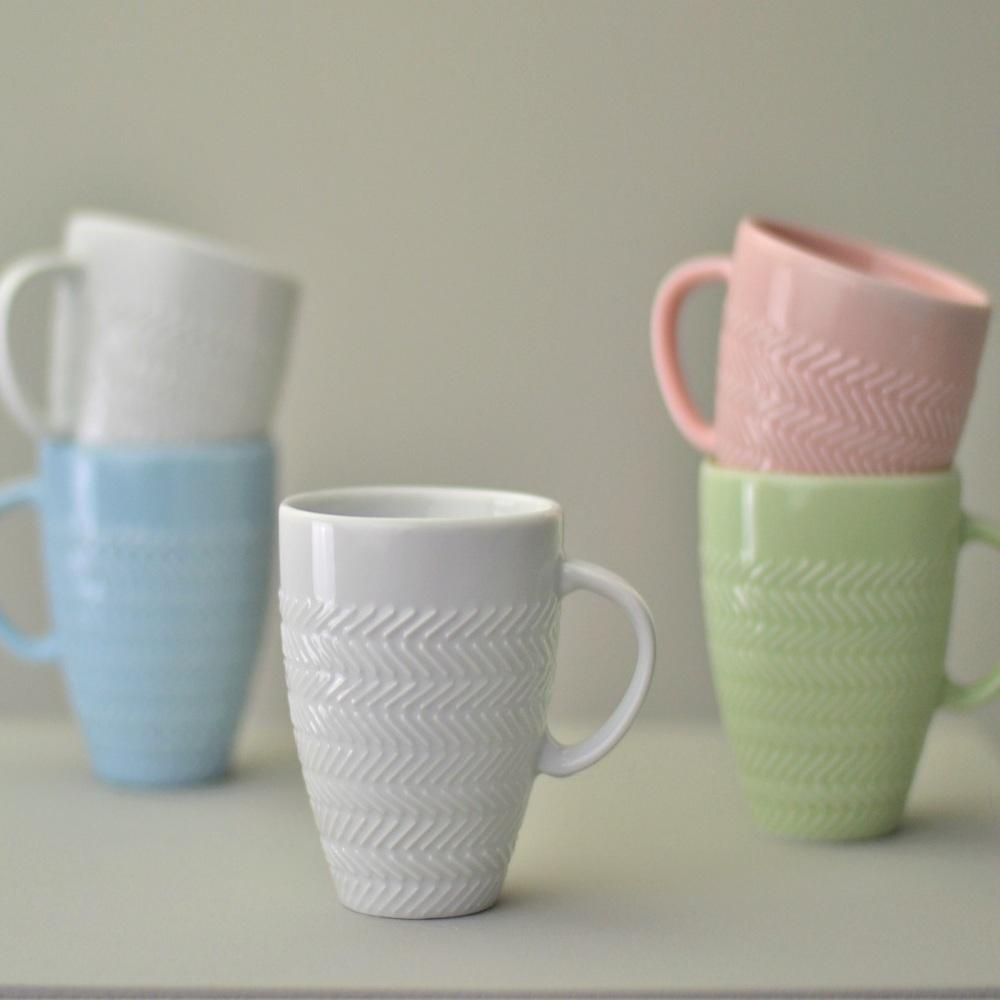 Caneca Azul Vintage Chevron 310ml - Imagem 3