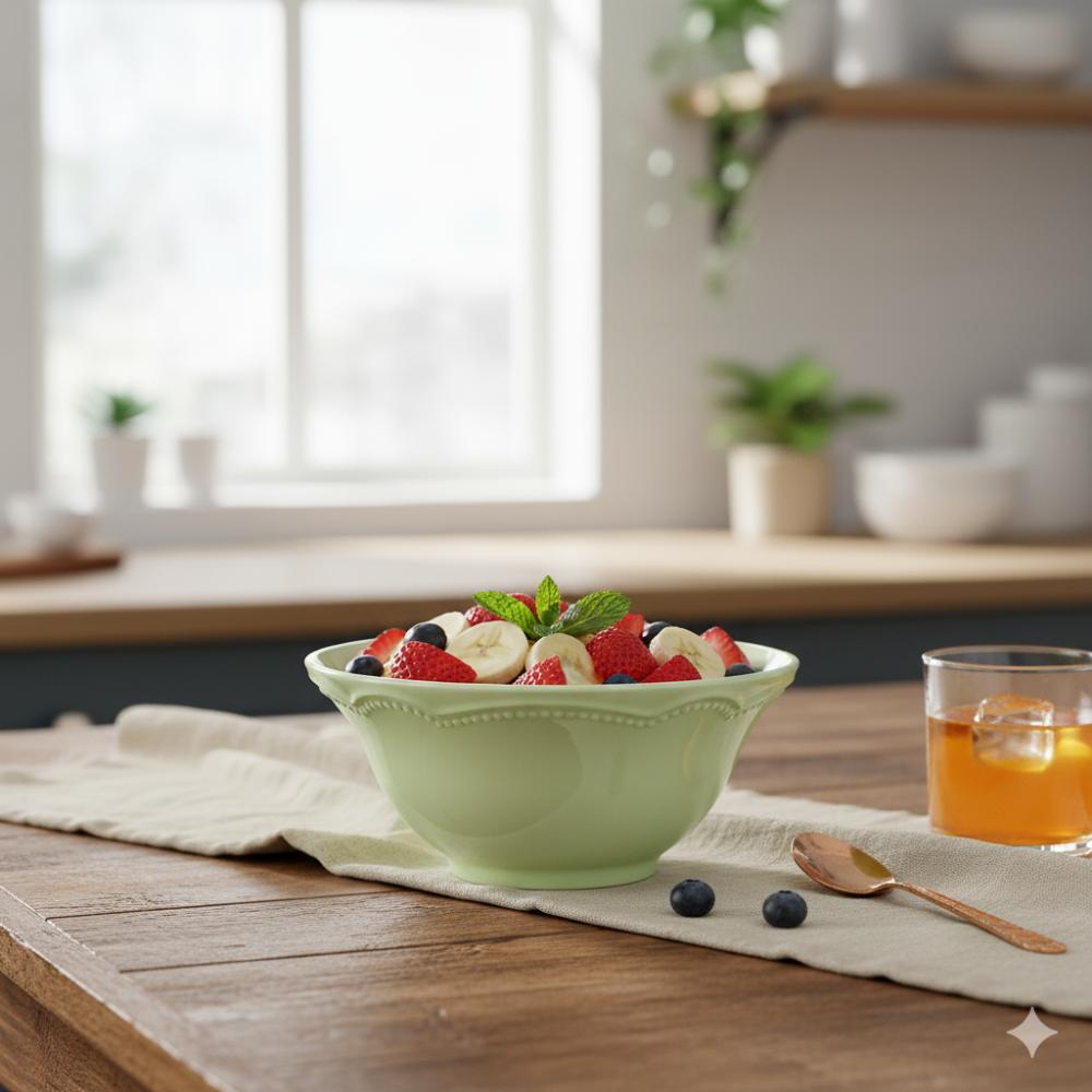 Bowl Tigela Sobremesa Relevo Cottage Verde Menta 510 ml - Imagem 4