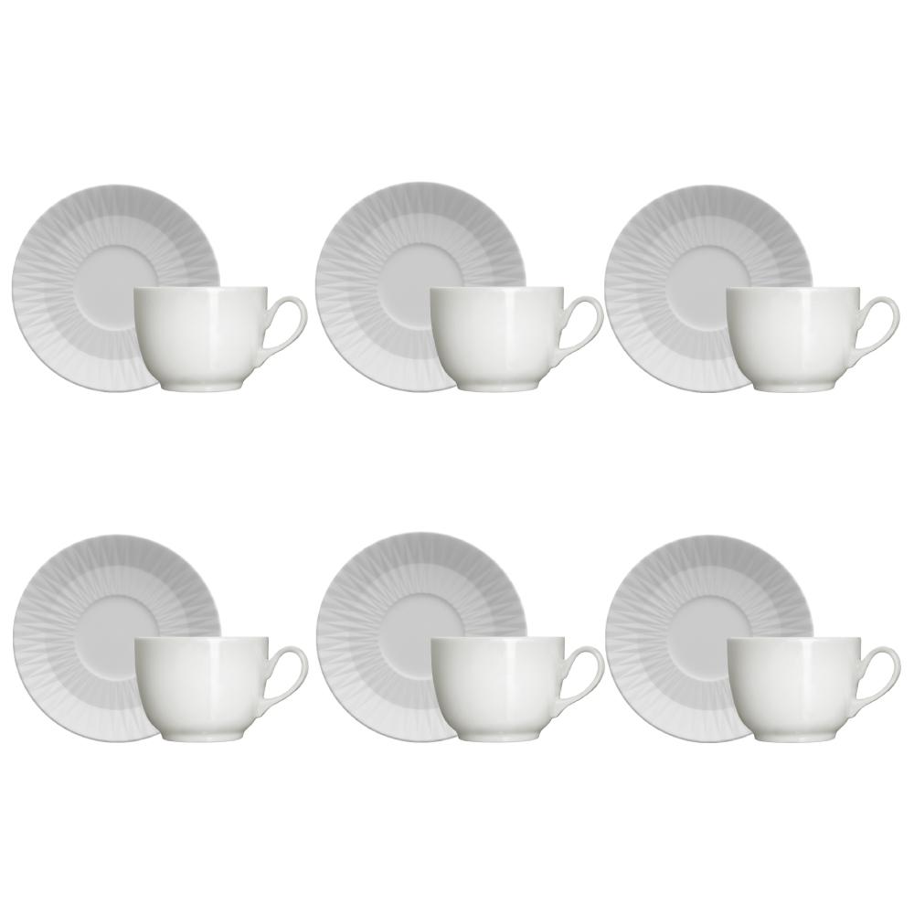 Jogo de Jantar Chá 30 Peças Branco Relevo Diamante Germer - Imagem 5