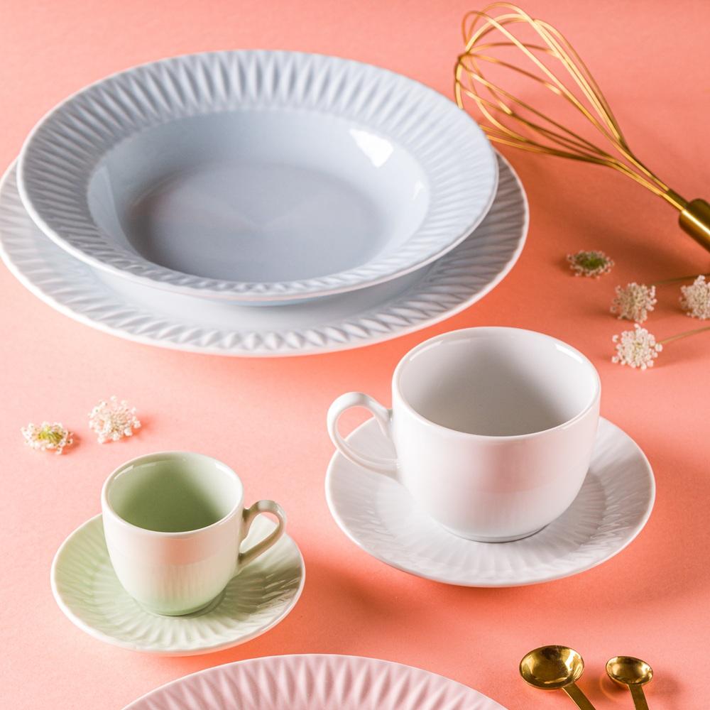 Jogo de Jantar Chá 30 Peças Branco Relevo Diamante Germer - Imagem 7