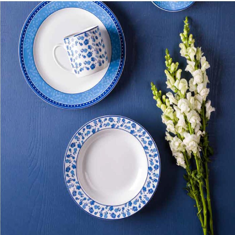 Jogo Jantar 16 Peças Secret Garden 02 Azul Germer Porcelanas