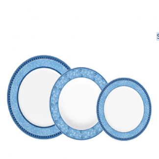 Jogo de Jantar 16  Peças Secret Garden Azul Germer Porcelana