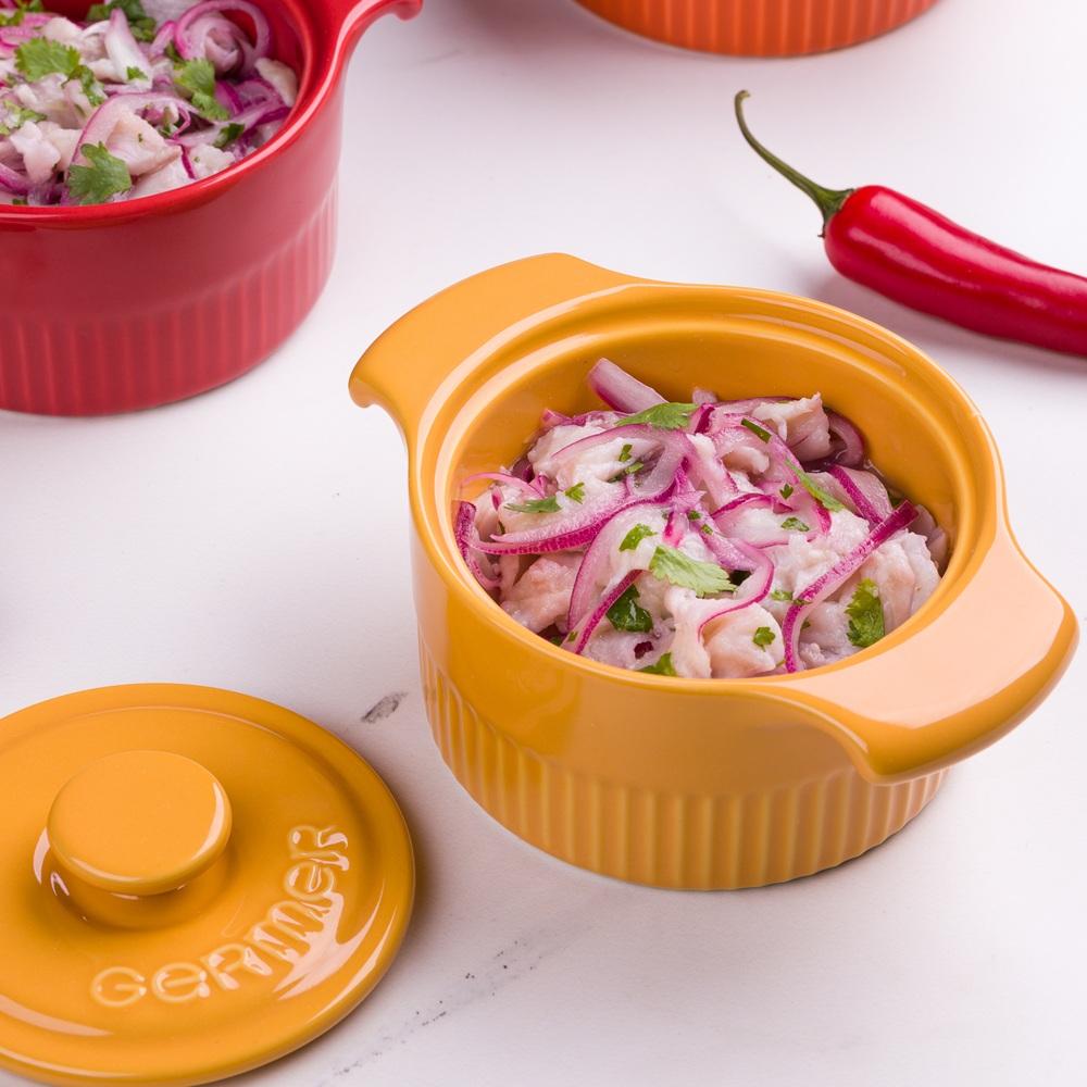 Cocotte Refratária 10 cm Amarela 218 ml Germer Porcelanas - Imagem 3