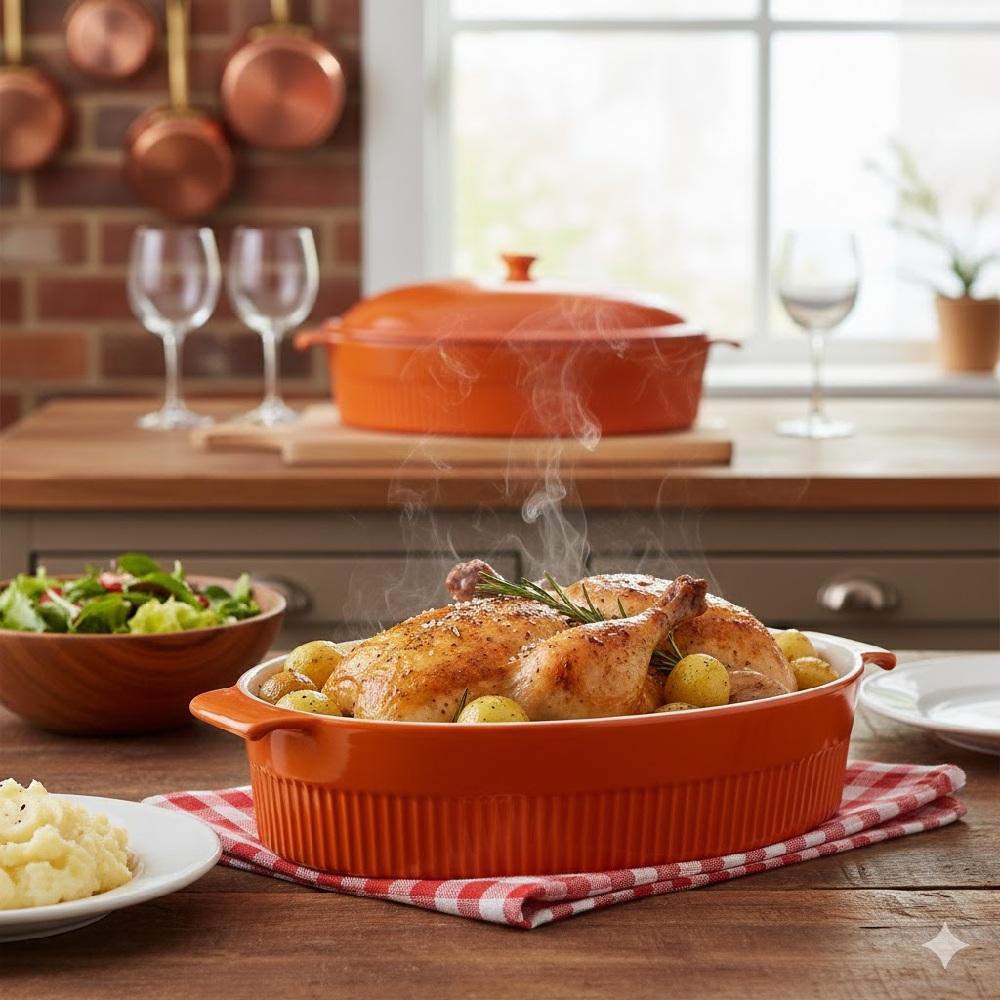 Roaster Refratário 34,7 cm Laranja 3,1L Germer Porcelanas - Imagem 2