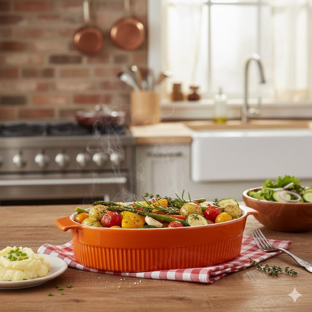 Roaster Refratário 34,7 cm Laranja 3,1L Germer Porcelanas - Imagem 5