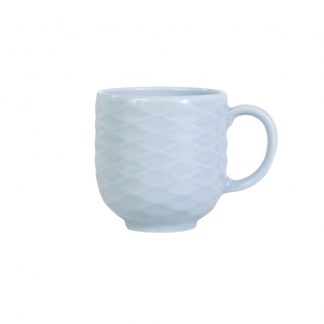 Caneca Chá Café Azul Relevo Ondas 402 ml Germer Porcelanas