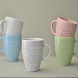 Caneca Chá Café Rosa Fractal Chevron 310ml Germer Porcelanas