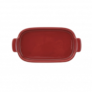 Bandeja Retangular P em Porcelana Vermelho - 20cm