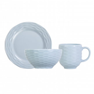 Jogo Lanche 12 Peças Branco Relevo Ondas Germer Porcelanas