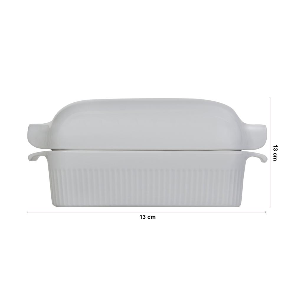 Forma de Pão com Tampa Refratária 29 cm Branca 1,1 L - Imagem 5