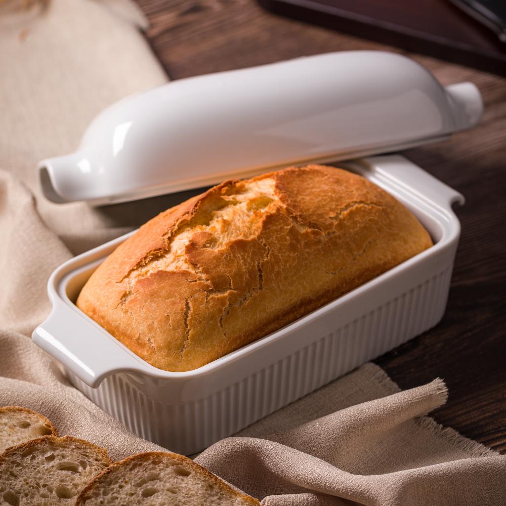 Forma de Pão com Tampa Refratária 29 cm Branca 1,1 L - Imagem 4