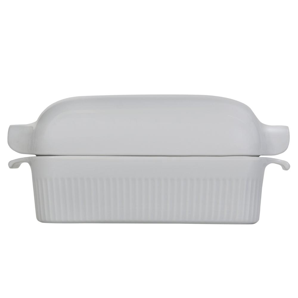 Forma de Pão com Tampa Refratária 29 cm Branca 1,1 L