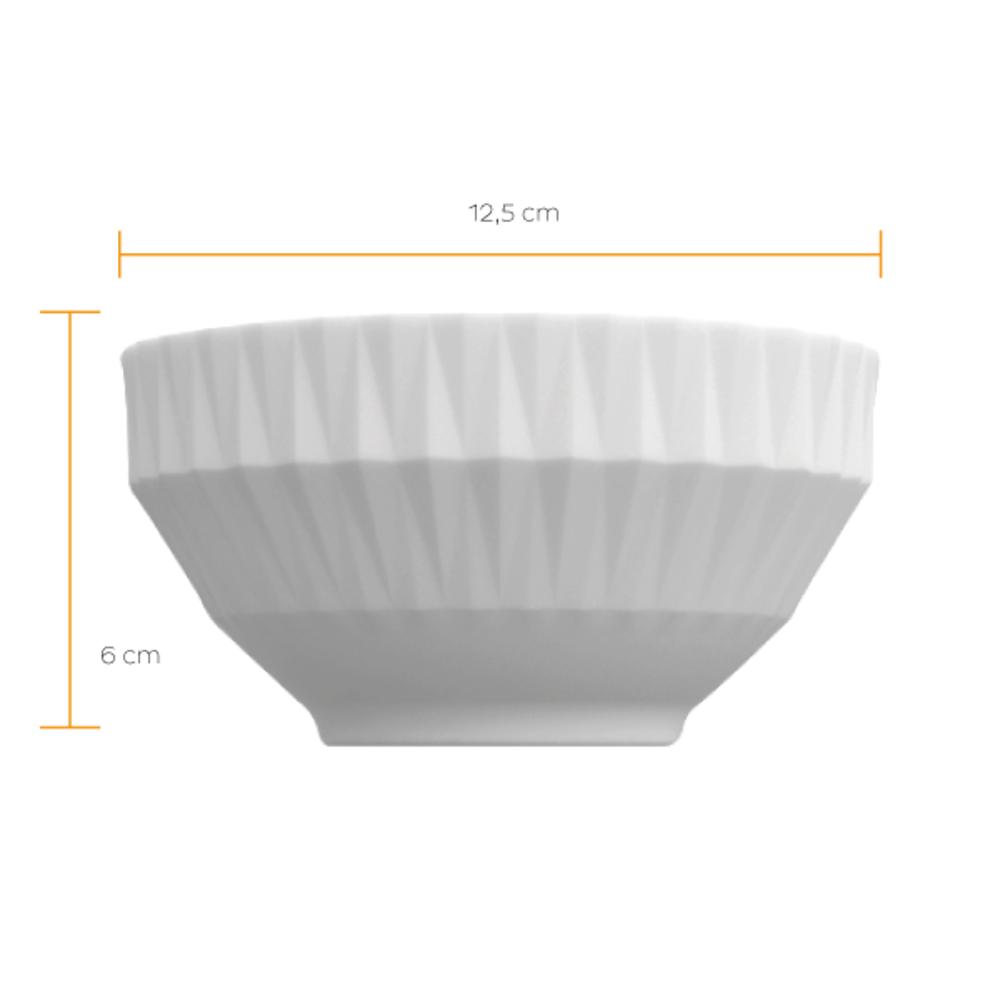 Kit 6 Bowl Tigela Branco Relevo Diamante 422 ml - Imagem 3