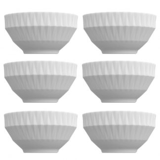 Kit 6 Bowl Tigela Branco Relevo Diamante 422 ml