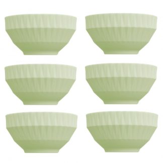 Kit 6 Bowl Tigela Verde Relevo Diamante 422 ml