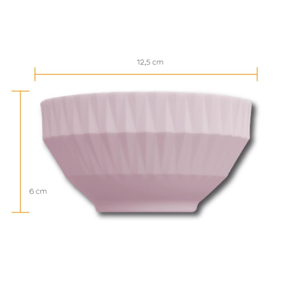 Kit 6 Bowl Tigela cor Rosa Fractal Relevo Diamante 422 ml Germer - Imagem 2