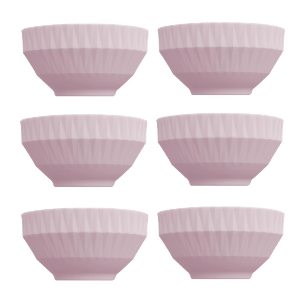 Kit 6 Bowl Tigela cor Rosa Fractal Relevo Diamante 422 ml Germer