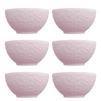 Kit 06 Bowl Tigela cor Rosa Relevo Tassel 456 ml