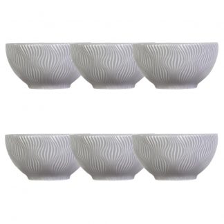 Kit 06 Bowl Tigela Cinza Relevo Sinuosa 360 ml Germer