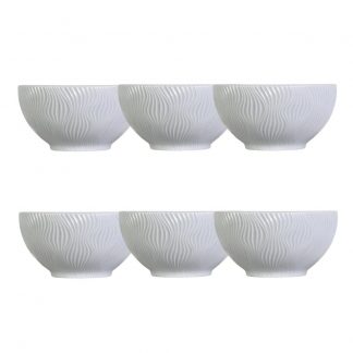 Kit 06 Bowl Tigela Sobremesa Azul Sinuosa 360 ml Germer