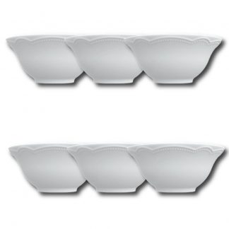 Kit 6 Bowl Tigela Sobremesa Relevo Cottage 510 ml Branco