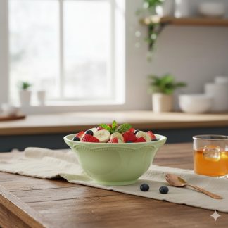 Kit 6 Bowl Tigela Relevo Cottage Verde 510 ml Porcelana