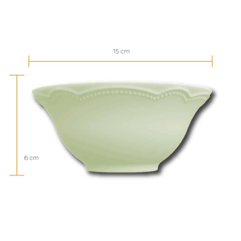 Kit 6 Bowl Tigela Relevo Cottage Verde 510 ml Porcelana - Imagem 2