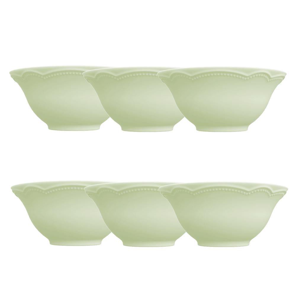 Kit 6 Bowl Tigela Relevo Cottage Verde 510 ml Porcelana - Imagem 6