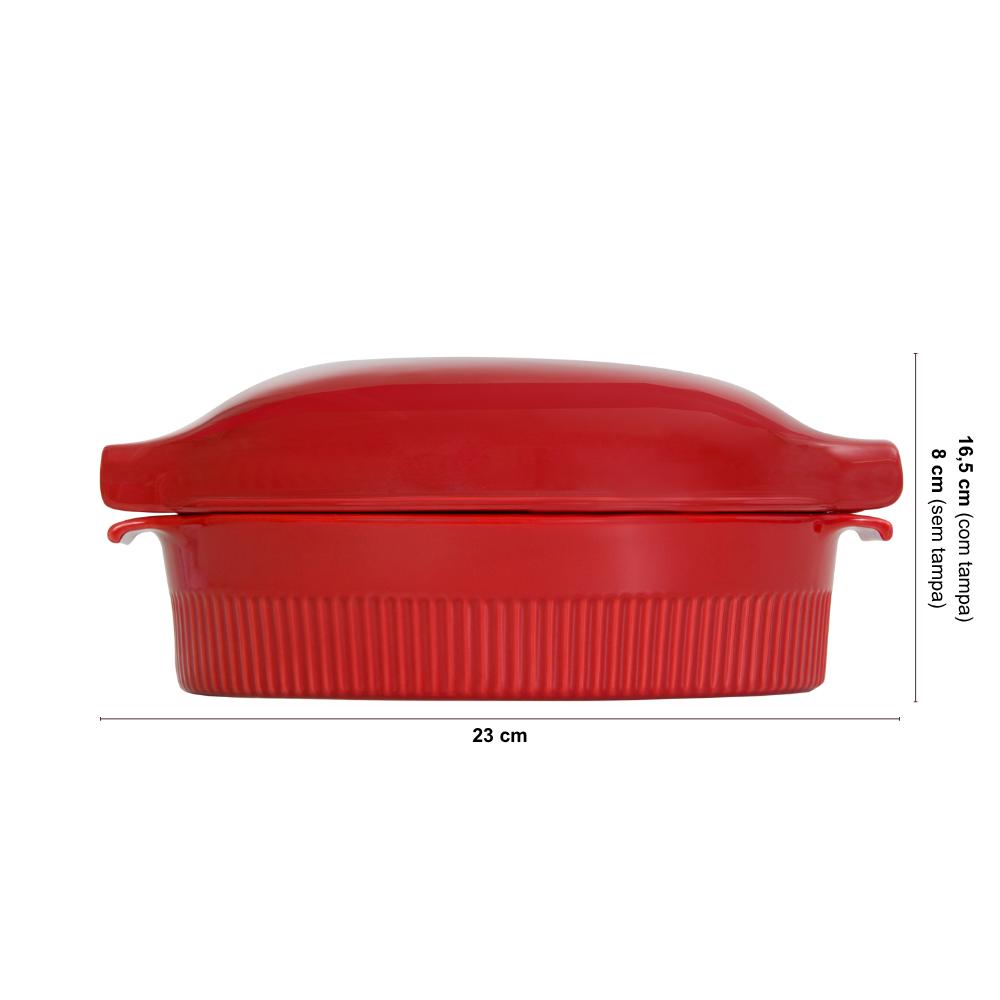 Roaster Refratário com Tampa 34,7cm Vermelho 3,1 L Assar e Servir - Imagem 3