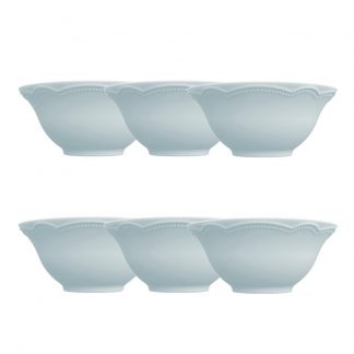 Kit 6 Peças Bowl Tigela Sobremesa Relevo Cottage Azul