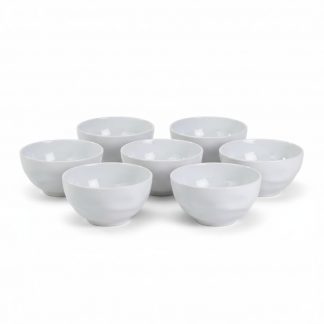 Kit 6 Bowl Tigela Porcelana Branco Relevo Orgânico 360ml