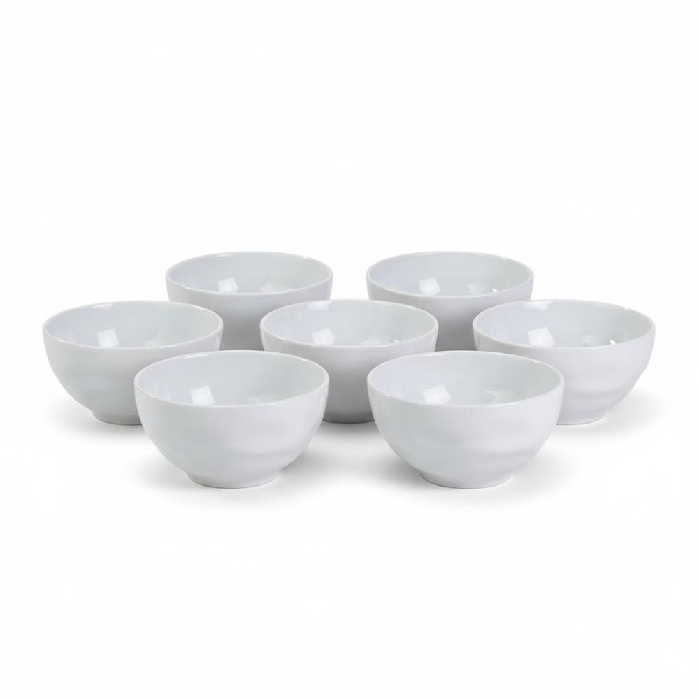 Kit 6 Bowl Tigela Porcelana Branco Relevo Orgânico 360ml