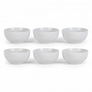 Kit 6 Bowl Tigela Branco Relevo Shell 408ml Germer Porcelana