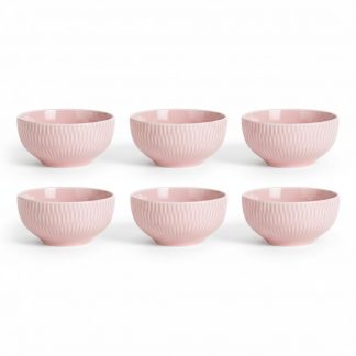 Kit 6 Bowl Tigela Rosa Relevo Shell 408 ml