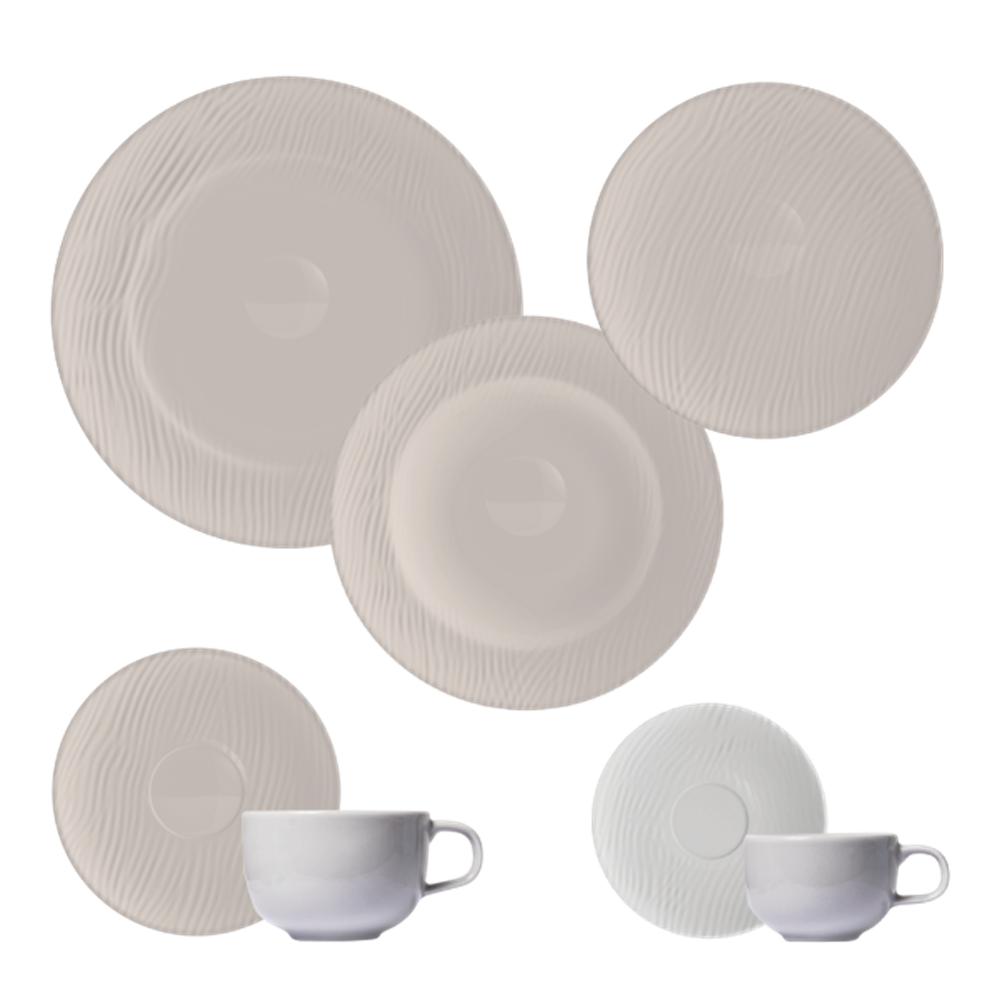 Jogo Jantar Chá Café 42 Peças Dunas Cinza