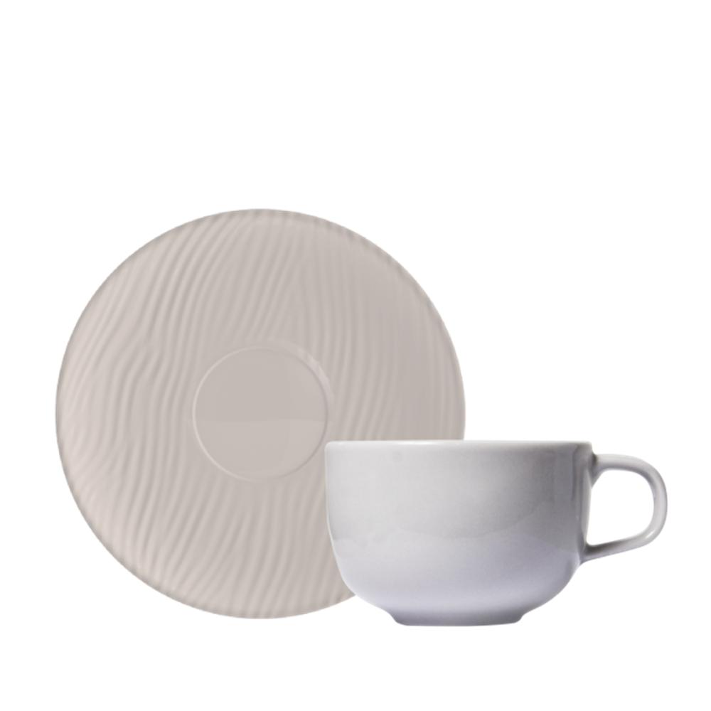 Jogo Jantar Chá 30 Pçs Relevo Dunas Cinza Germer Porcelana - Imagem 2