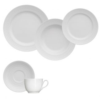 Jogo Jantar Chá 30 Peças Branco Chevron