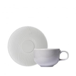 Kit 06 Xícara de Café com Pires Relevo Dunas Cinza