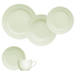 Jogo Jantar Chá 30 Peças Verde Chevron