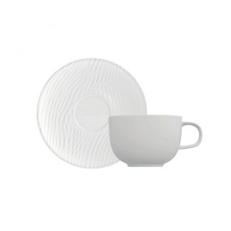 Kit 06 Xícaras de Café Pires Relevo Dunas Branco Fosco