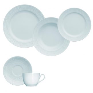 Jogo Jantar Chá 30 Peças Azul Vintage Chevron