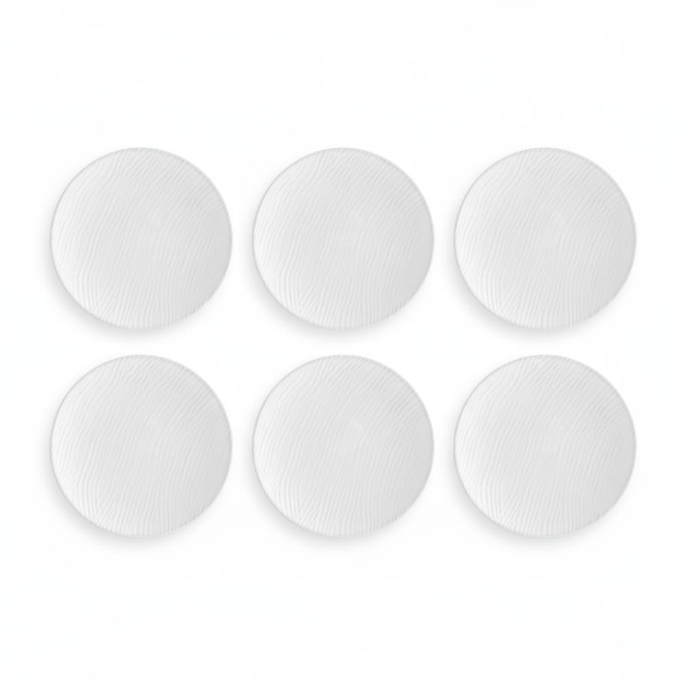 Kit 06 Prato Sobremesa Relevo Dunas 20 cm Germer Porcelanas - Imagem 6
