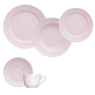 Jogo Jantar Chá 30 Peças Rosa Chevron