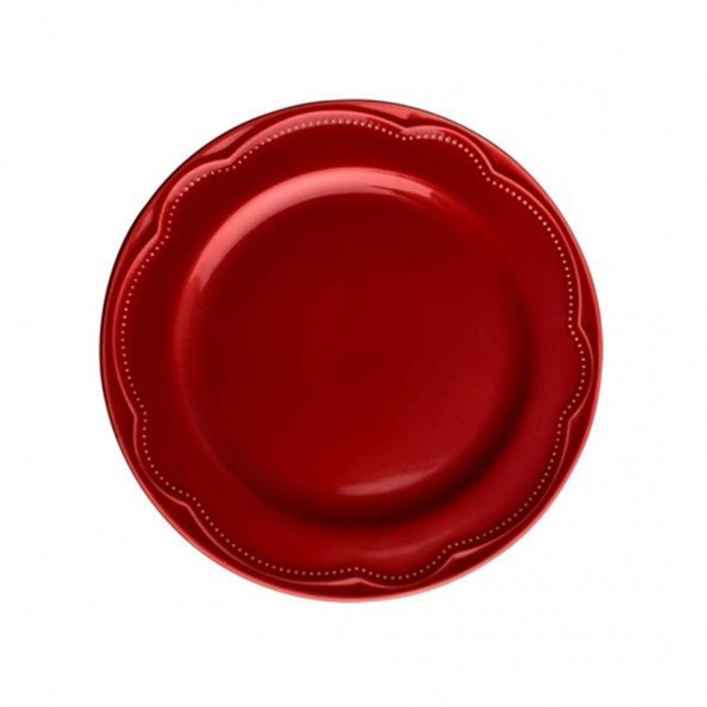 Prato Sobremesa Relevo Cottage Vermelho