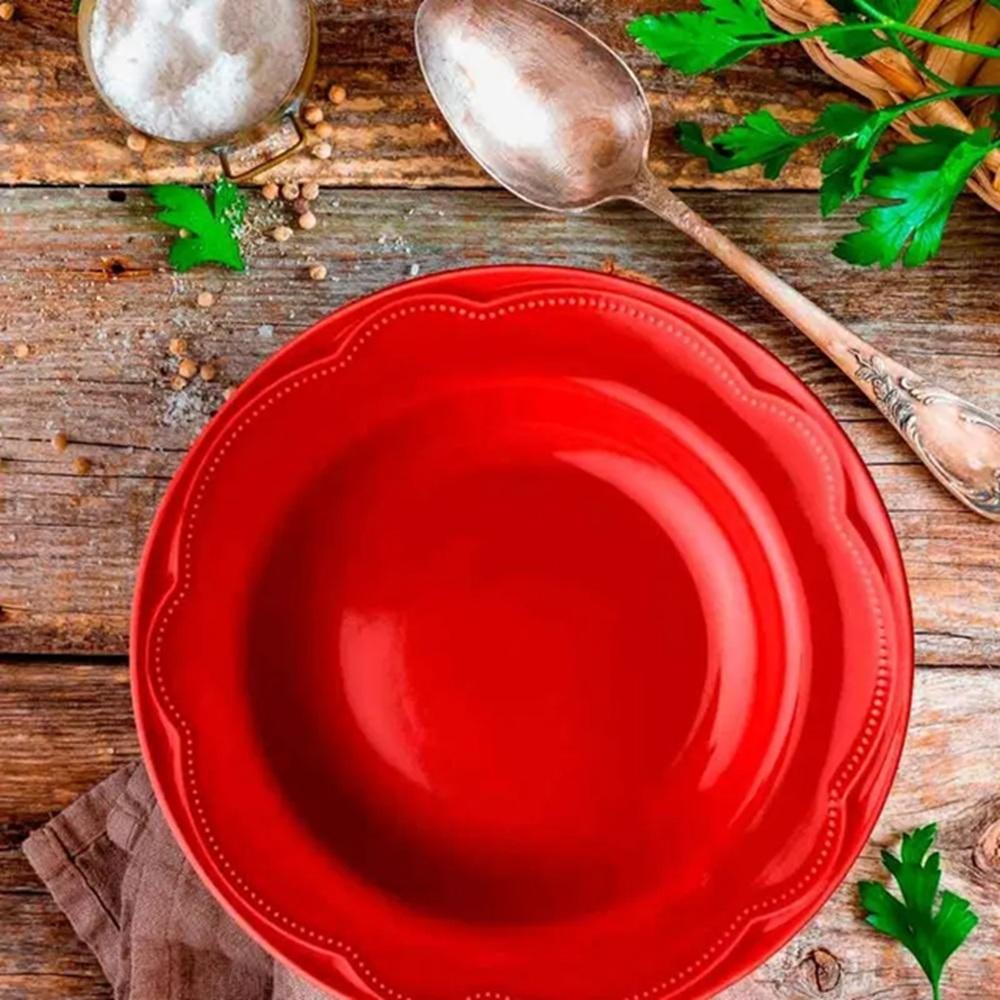 Prato Sobremesa Relevo Cottage Vermelho - Imagem 2