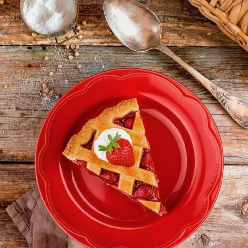 Prato Sobremesa Relevo Cottage Vermelho - Imagem 5