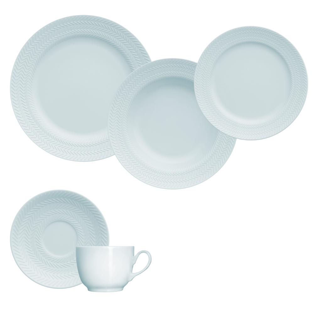 Jogos Jantar Chá 20 Peças Azul Vintage Chevron