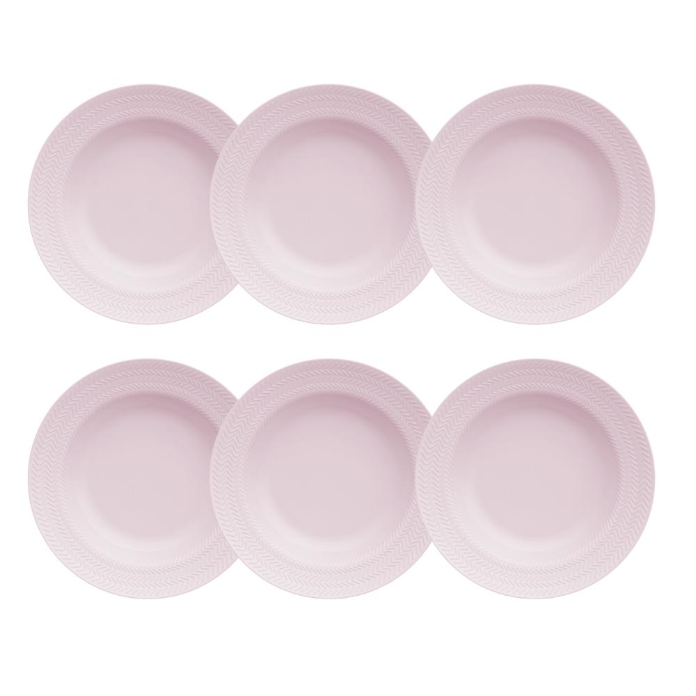 Kit 06 Prato Fundo Chevron Rosa Fractal