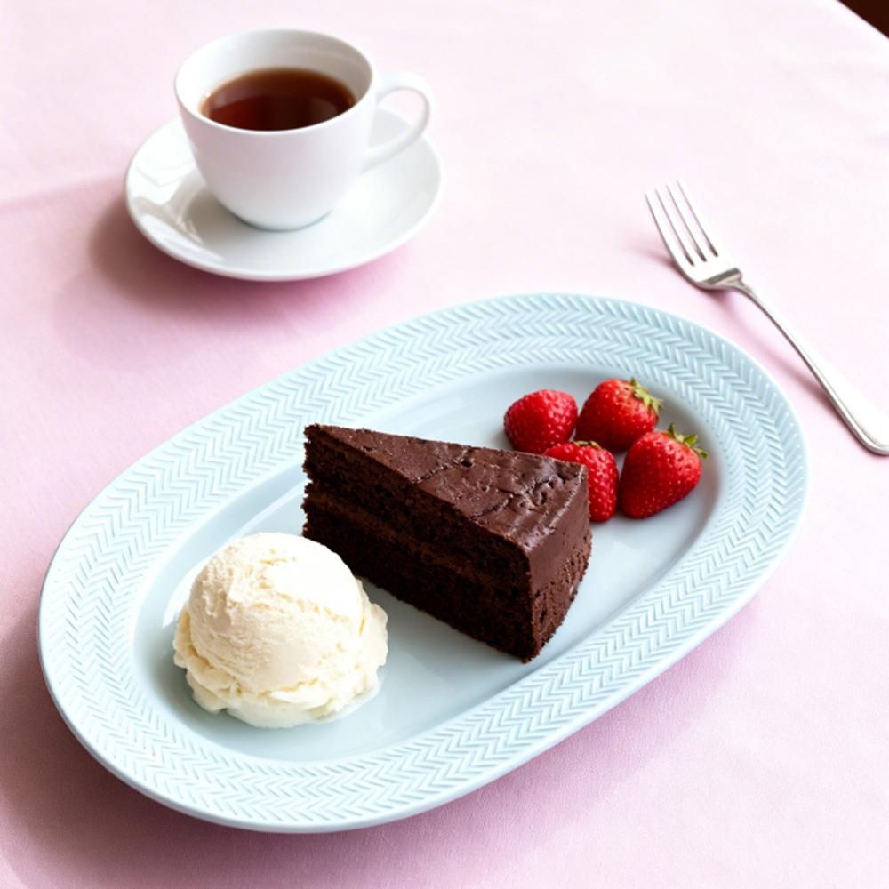 Kit 02 Travessa G e Pequena Relevo Chevron Germer Porcelanas - Imagem 4